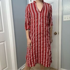 Zara Dress Midi Striped Red Beach Minimalist Casual Summer Size Extra Small